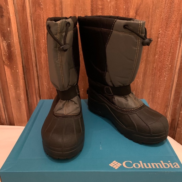 Columbia Powderbug Plus Youth Boots Black / Grey Size 6 - Picture 4 of 12